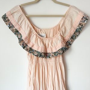 Vintage Boho Color Block Maxi Dress, M